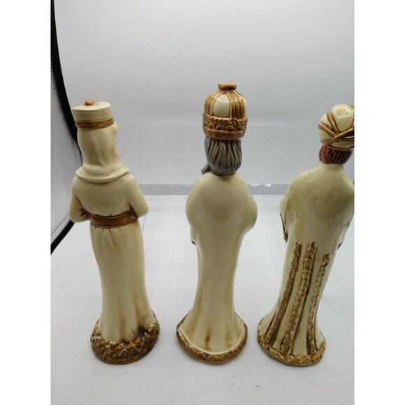 Three Wise Men Ceramic Figurines Set Of 3 With Gold Accents - Picture 2 of 5